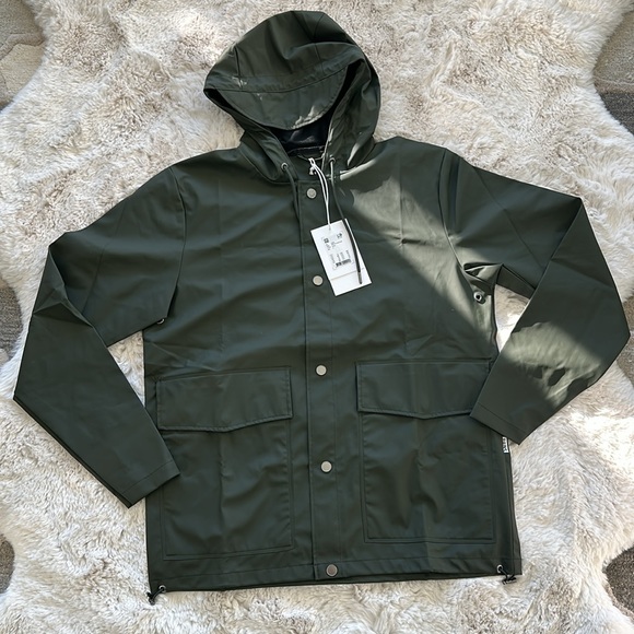 Rains Unisex Waterproof Short Jacket in Green Size S - Picture 6 of 10